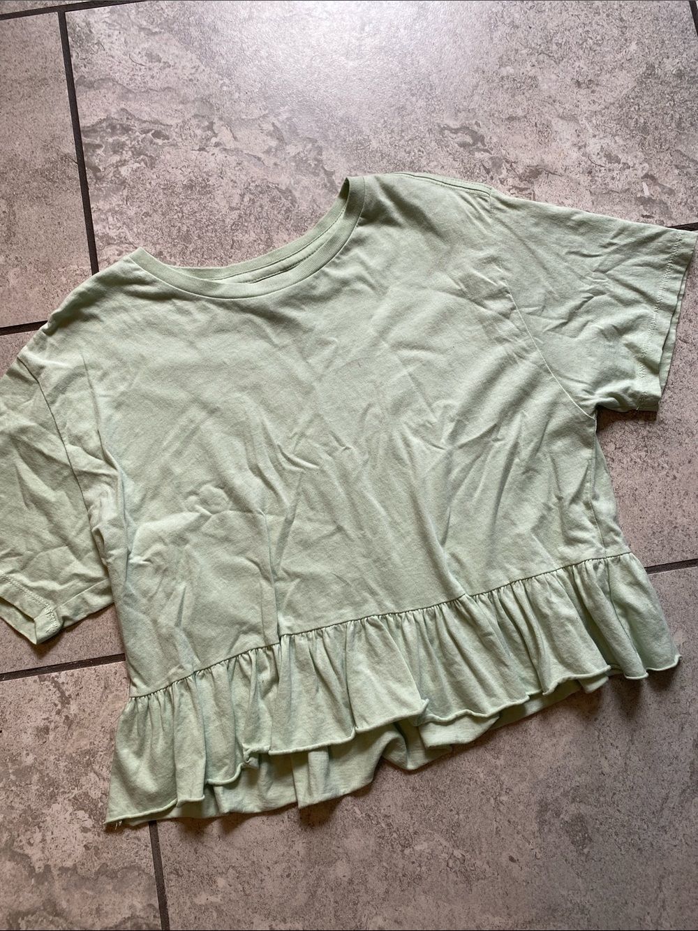 Women's Mint Green Ruffle Hem Tee